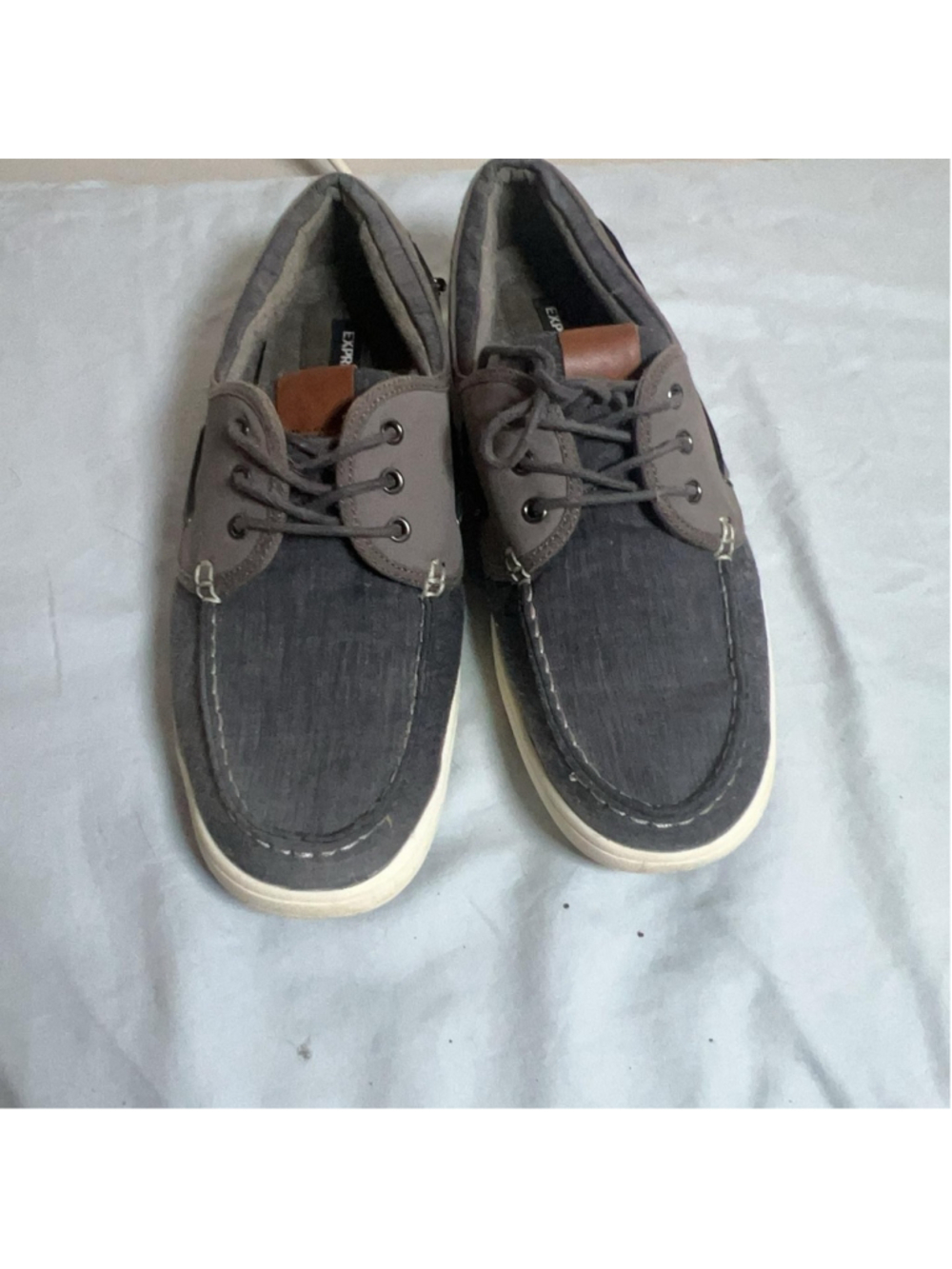 Express Boat Shoes Mens Size 11 Gray Canvas Lace Up Casual Low Top Comfort